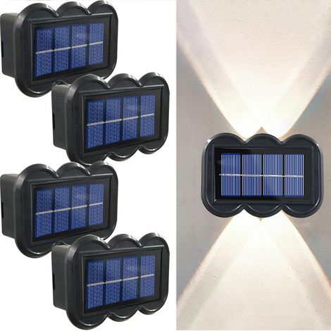 Lot de lampes solaires d'extérieur, applique murale solaire du crépuscule à l'aube, lampes de lavage murales solaires étanches de haut en bas (1/5)