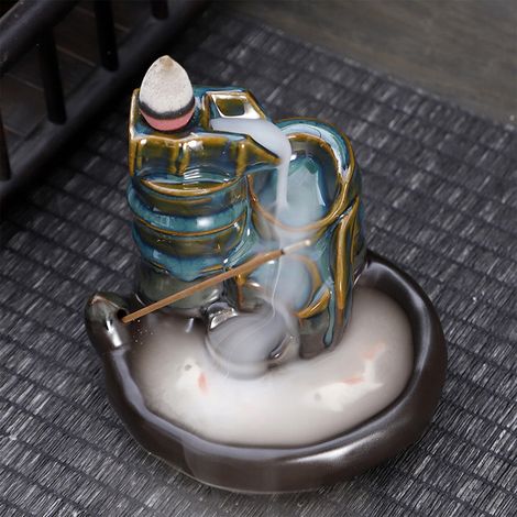 Cascade À Encens - Décor En Céramique Pour Intérieur - Pour Méditation Et Yoga - 9,3 x 8,5 x 8 cm - 1 Pièce (1/5)