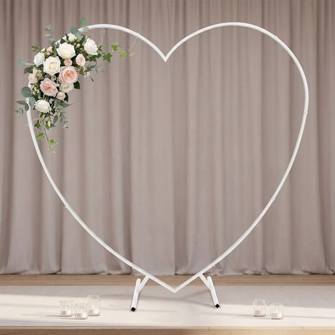 2,06×2,04m Kit d'arche en métal blanc en forme de cœur, structure d'arche en forme de colonne Love pour mariage et Saint-Valentin (1/5)