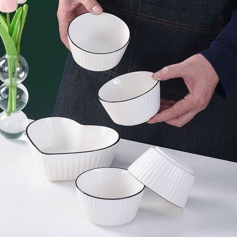 TrAdE Shop Traesio - Set Di 5 Ciotole A Forma Di Cuore Rotonde Per Insalate Zuppe Snack Dessert Cucina Casa - (1/5)