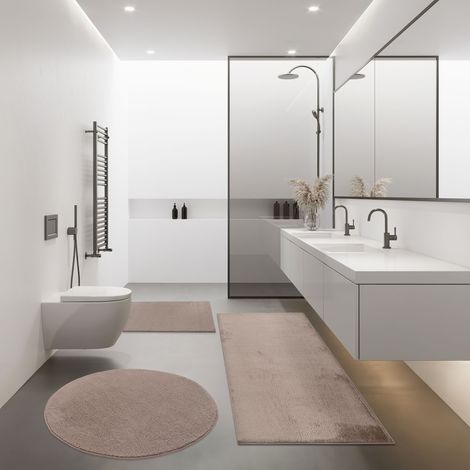 Paco Home Moderno Tappetino Bagno Tappeto Bagno Shaggy Morbido Soffice Tinta Unita Marrone 60x100 cm