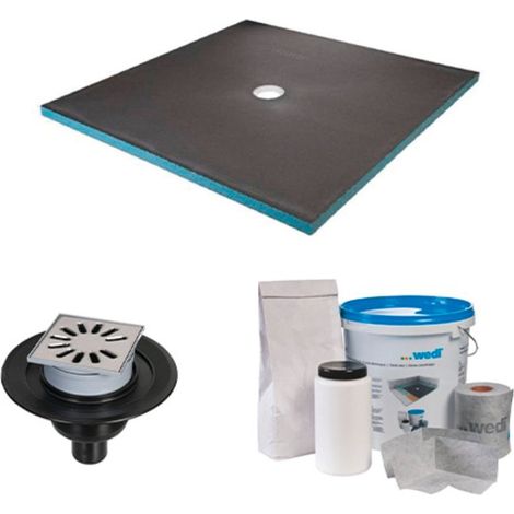 Receveur de douche à carreler - Wedi - 90 x 90 - kit complet à carreler avec bonde verticale et kit d'étanchéité (1/4)