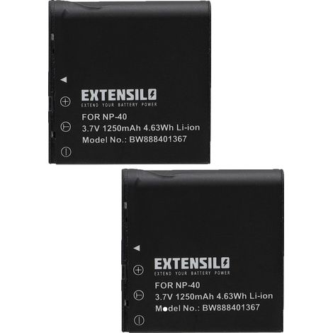 EXTENSILO 2x Akku kompatibel mit Lidl / Silvercrest SCAW 5.00B2 Kamera (1200 mAh, 3,7 V, Li-Ion) (1/3)