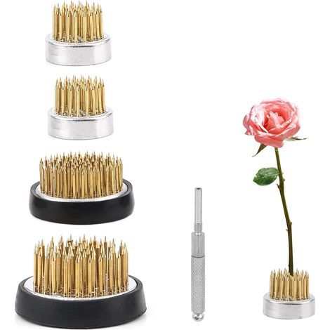 Fixiertes Blumendekorationswerkzeug, 4 Stück Kenzan runde Ikebana-Blumenstecker, Frosch-Blumenhalter, Kenzan Ikebana-Nadeln, Edelstahl-Blumenarrangement (23 mm/34 mm/40 mm/46 mm) (1/5)