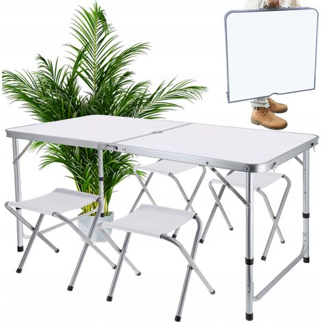 SET CAMPEGGIO valigia da giardino TURISTICA pieghevole TAVOLO + 4 SEDIE (1/5)