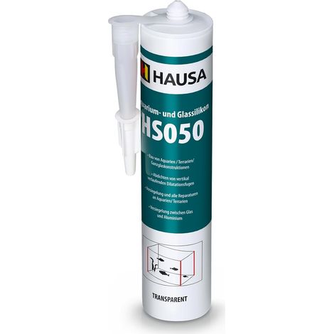 HAUSA Aquarium Silicone Verre Silicone HS050 Colle et mastic silicone professionnels pour aquariums terrariums et constructions en verre Résistant à l'eau douce et à l'eau de mer 310ml transparente (1/5)