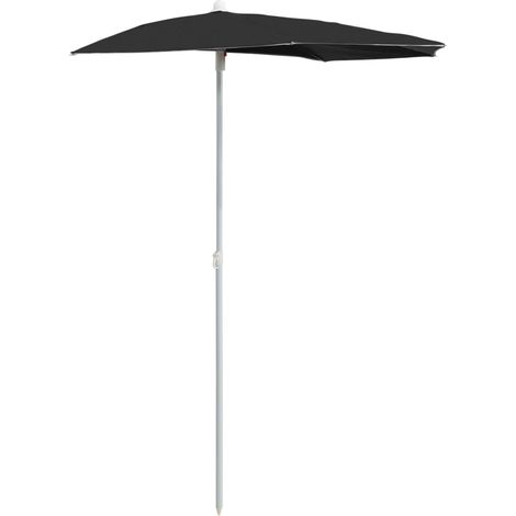 Maison Exclusive - Halb-Sonnenschirm mit Mast 180x90 cm Schwarz