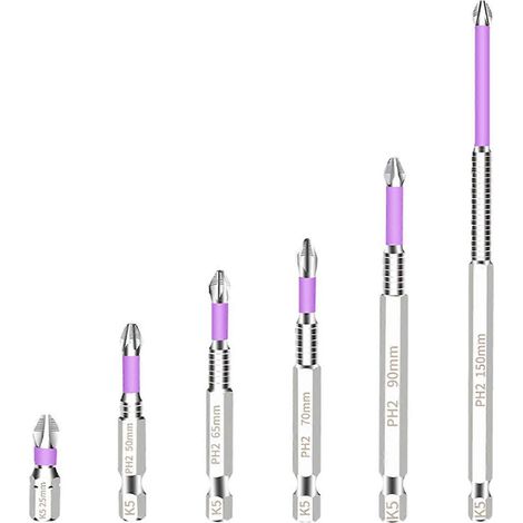 6-teiliges Schraubendreher-Bit-Set: Rutschfest, hochhart, schlagfest, mit starker Magnetkraft und hoher Torsionssteifigkeit.