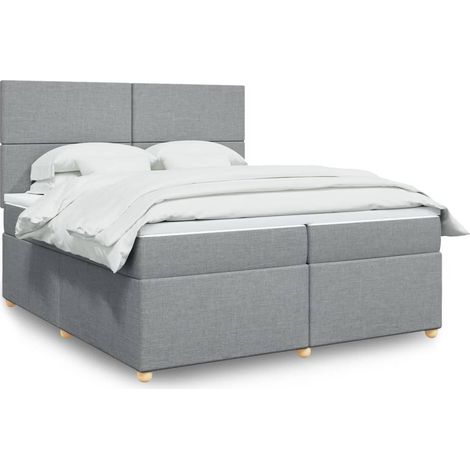 Boxspringbett mit Matratze Hellgrau 200x200 cm Stoff (1/5)