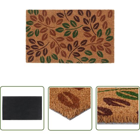 The Living Store Tapis de porte naturel 45x75 cm fibre de coco touffeté - Paillasson Entrée - Tapis D'accueil - Fibre De Coco - Résistant Aux Intempéries - Antidérapant (1/5)