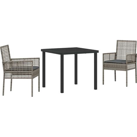 Maison Exclusive - Set da Pranzo per Giardino con cuscino 3 pcs Grigio polyrattan (1/5)