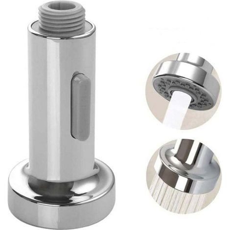 Press Down Pro Kitchen Sink Mixer Tap Pull-Out Spray Head with 2 Functions and Jets, Universal Kitchen Mixer Tap Pull-Out Spray Head Accessory (Silver) (1/5)