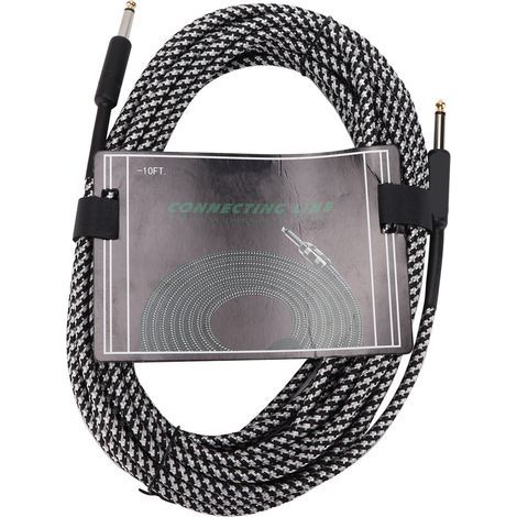 Câble de Guitare Blindé Tressé 10m avec Connecteur Nickelé pour Basse et Instruments de Musique (Blanc) (1/5)