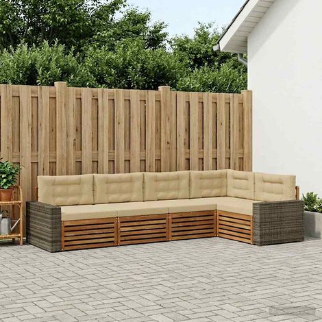 vidaXL Outdoor-Sofagarnitur 5 pcs Natur und Beige 331 x 172,5 x 73 cm (1/5)