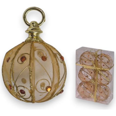 Sfere decorative natalizie dorate in confezione da 6 pezzi scatola trasparente per addobbi festività - Ø 8 cm (1/3)