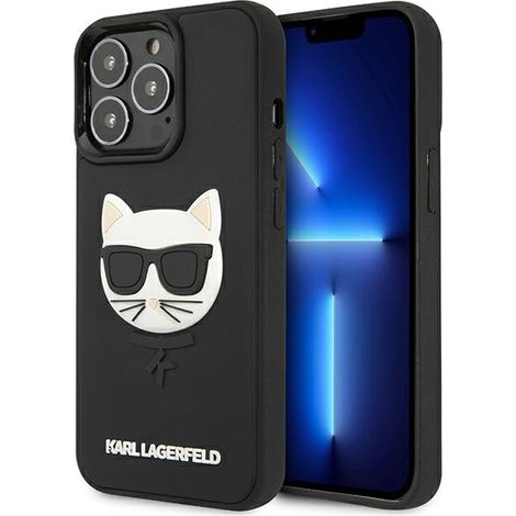 Custodia Karl Lagerfeld 3D in gomma Choupette per iPhone 13 Pro, nera (1/5)
