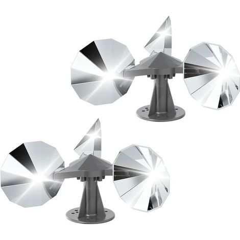 Épouvantail solaire anti-oiseaux - Avec réflecteur - Réflecteur anti-éolienne - Rotation à 360° - Fonctionnement par le vent - Socle en plastique - Éloigne les pigeons, les pics et les moineaux - Pour (1/5)