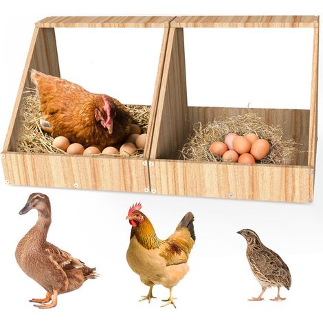 Nichoir à poules double en bois avec pondoirs, abri de ponte pour poulailler avec accès facile pour les œufs