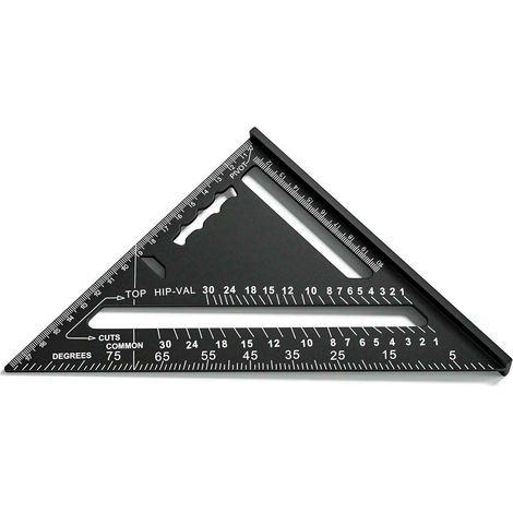 180 mm équerre de Charpentier Noir, Métrique Triangle Règle en Alliage d'Aluminium, de 90 Degrés Triangle Rapporteur, de Haute Précision, de Charpentier, de l'Angle pour les Charpentiers, les Couvreur (1/5)