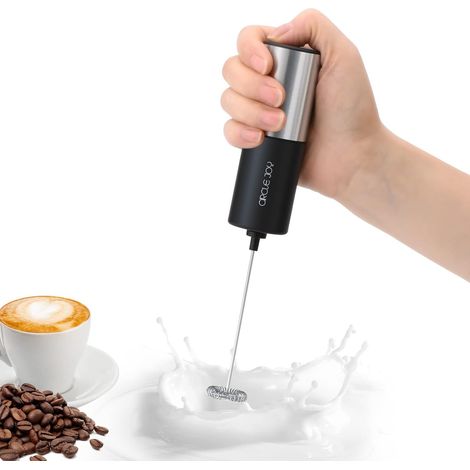 QAZQA Mousseur à Lait Électrique à Piles Émulsionneur de Lait Mousseur de Lait Manuel pour Café, Latte, Cappuccino (1/5)