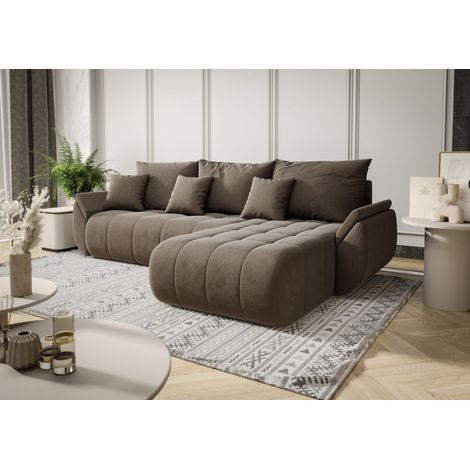 Ecksofa Schlafsofa AKITA Stoff Monolith Braun Ottomane Rechts (1/3)
