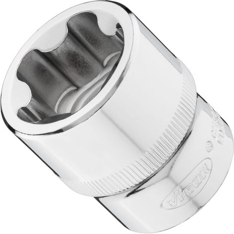 VIGOR Steckschlüsseleinsatz, 1/2 (12,5 mm) Vierkant hohl, Außenprofil mit 5 abgerundeten Flanken (TORX-ähnlich), SW E30+ (1/2)
