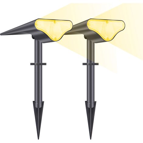 Juego de 2 focos solares LED ajustables 2 en 1, luces con estaca para el suelo y apliques de pared exteriores impermeables, ideales para bodas, fiestas, jardines, pasillos y patios. (1/5)