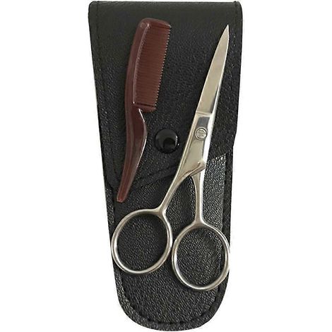 paire de ciseaux à sourcils et moustache en acier inoxydable, accessoire de soin-6.3x13.3cm-Black (1/3)