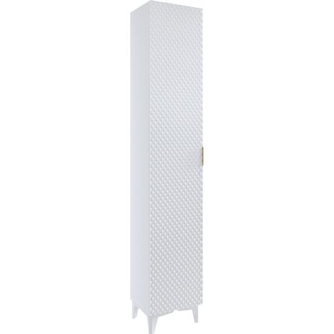 Armario de pie para baño Liretu 100, Blanco, Colocada, Número de puertas: 0, 198x35x35cm, MDF, Aglomerado laminado, Número de cajones: 0