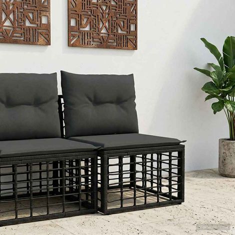vidaXL Modulo Divano da Esterno Senza Braccioli Nero polyrattan