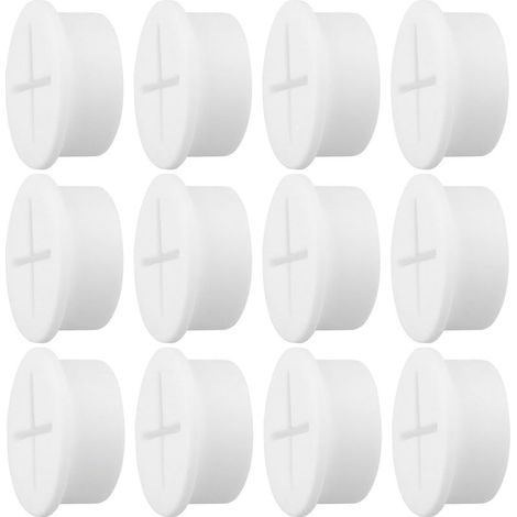 Passe-câbles bureau en silicone souple 20 mm, blanc, lot de 12 pour tables et meubles modernes (1/5)