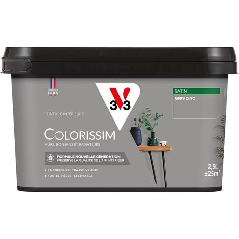 Peinture murale intérieure Colorissim® V33 Gris zinc Satin 2,5L