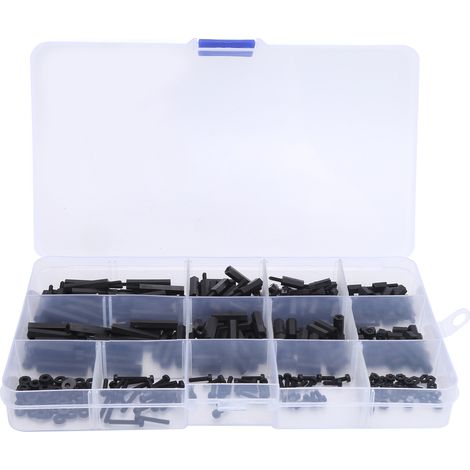 Kit de 320 pièces d'écrous, entretoises et vis en nylon M2, assortiment de supports hexagonaux mâle-femelle (1/5)