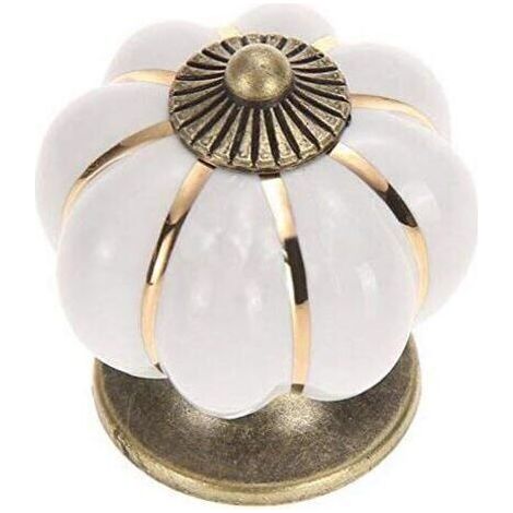 5 pezzi Pomelli per mobili a forma di zucca, pomelli per mobili, pomelli per porte, pomelli per mobili, pomelli in ceramica, porcellana, fiori, mobili, bianchi