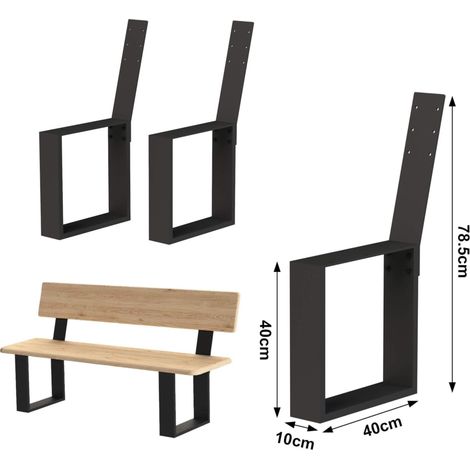 Dandibo – Pieds de banc métal noir 2x – 96478 – Hauteur 78,5 cm – Inclinaison dossier 15° – Pour assise personnalisée – Montage facile (1/5)