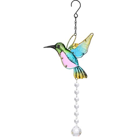 Capteur de Soleil en Cristal Feng Shui avec Boule Prisme et Perles - Longueur 42cm, Décoration Fenêtre/Jardin (1/5)