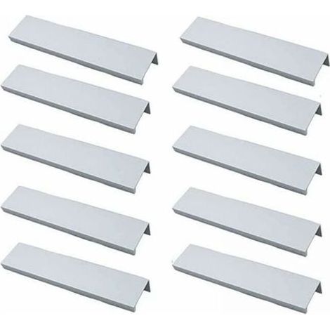 Lntyq Lot de 10 Poignée Profil Poignée de Meuble Cuisine - Poignée Invisible Poignee de Meuble Brossé Poignée Meuble argent en Alliage d'Aluminium Entraxe 96mm (1/5)