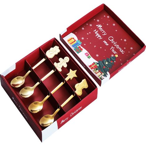 Beyamis Cuillère à café en acier inoxydable doré dans un coffret cadeau (1/3)