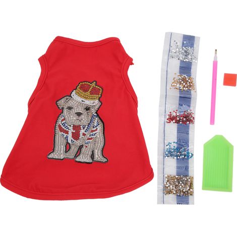 T-shirt à peindre avec des diamants, à faire soi-même, vêtements pour chien, fournitures et accessoires de loisirs créatifs (rouge, taille M) (1/5)