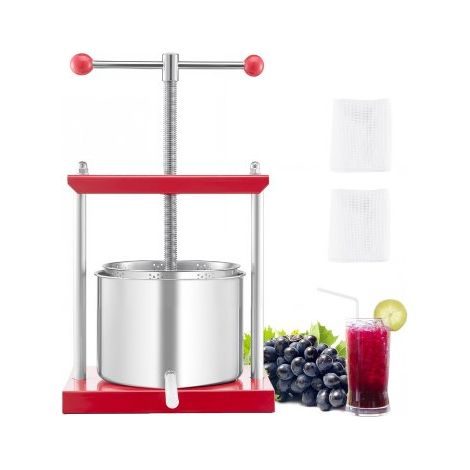 Pressoir à Fruits Manuel Capacité 6 L Presse à Vin avec 2 Barils (1/5)