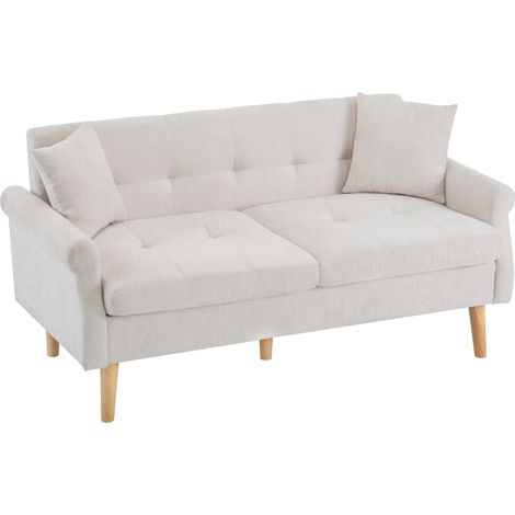Canapé 2 places en tissu chenille avec coussins épais, structure en bois massif, pour salon et chambre (1/5)
