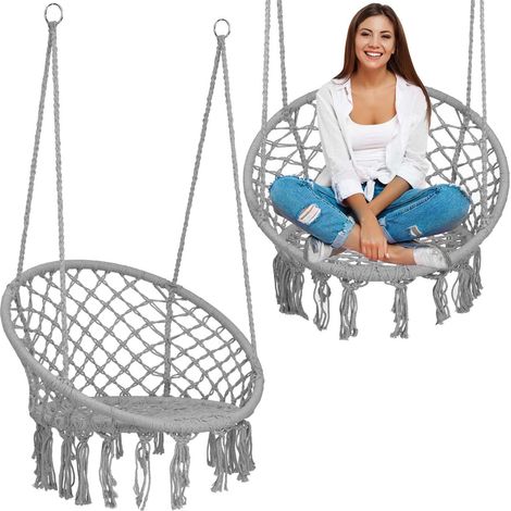 BOHO Hängeschaukel-Gartenstuhl, grau (1/5)