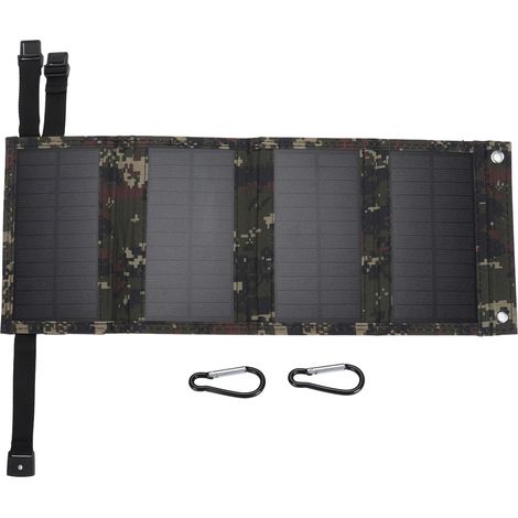 Ortviai Panneau Solaire Pliable 10 W pour Extérieur – Chargeur USB pour Smartphone, Ordinateur Portable et Appareil Photo, Camo (1/5)