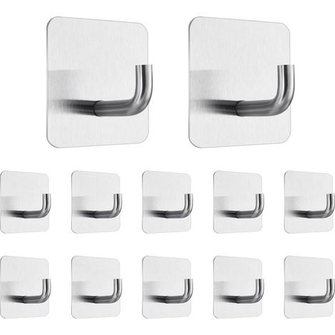Klebehaken selbstklebend Edelstahl ohne 6 Quadrat - 12 St&xFCck (1/5)