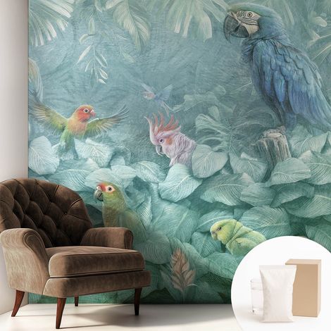Carta Da Parati Non Tessuto - Con Colla Gratuita - Con Motivi Moderni - Design Elegante Per Pareti Uccelli esotici 250x250 cm (1/5)