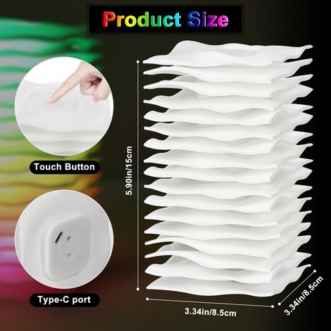 Ortviai Lampe de Table RGB avec Effet Ondulant, 60 LED, Télécommande + Toucher, 366 Modes, Batterie Intégrée 2000 mAh (1/4)