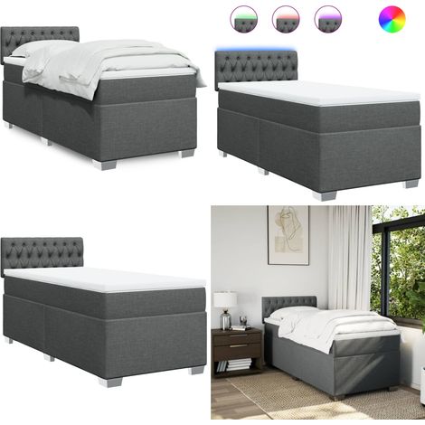 Boxspringbett mit Matratze Dunkelgrau 100x200 cm Stoff - Boxspringbett - Doppelbett - Bettenrahmen - Schlafsystem - Liegekomfort - Home & Living (1/5)