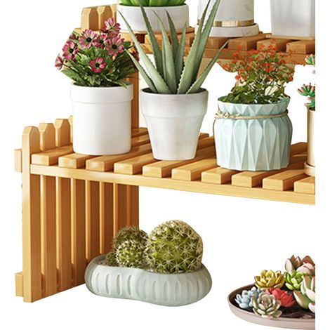 Support de table en bambou pour plantes, étagère à fleurs de bureau, pour intérieur et extérieur, maison, patio, pelouse, jardin, balcon, petit format 40 cm/15,74 pouces (1/5)