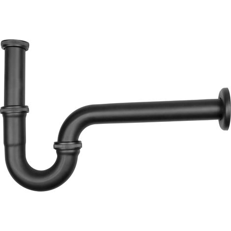 Siphon tubulaire pour lavabo - 1 1/4" x 32 mm - Métal noir - Facile d'entretien et résistant à la corrosion - T3175021 (1/4)