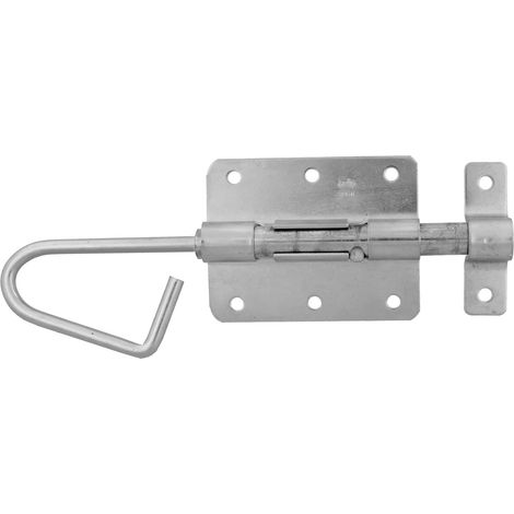Verrou en applique pour portes Serrure de sécurité pour votre maison Loquet résistante pour portails Acier zingué Couleur : argenté 200 x Ø12 mm (1/5)